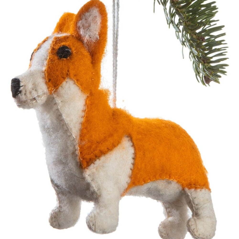 Royal Corgi Handmade Felt Ornament – Eco-Friendly Artisan Edition